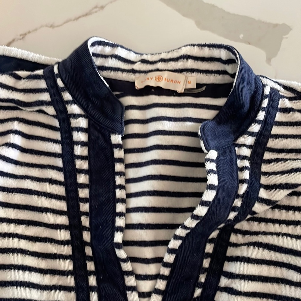 Tory Burch Terry Cloth Striped Tunic, size medium